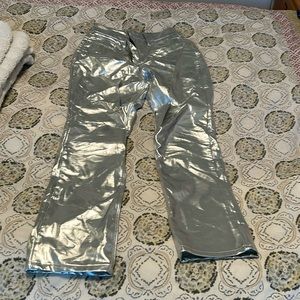 Good American Faux Leather Silver Pants